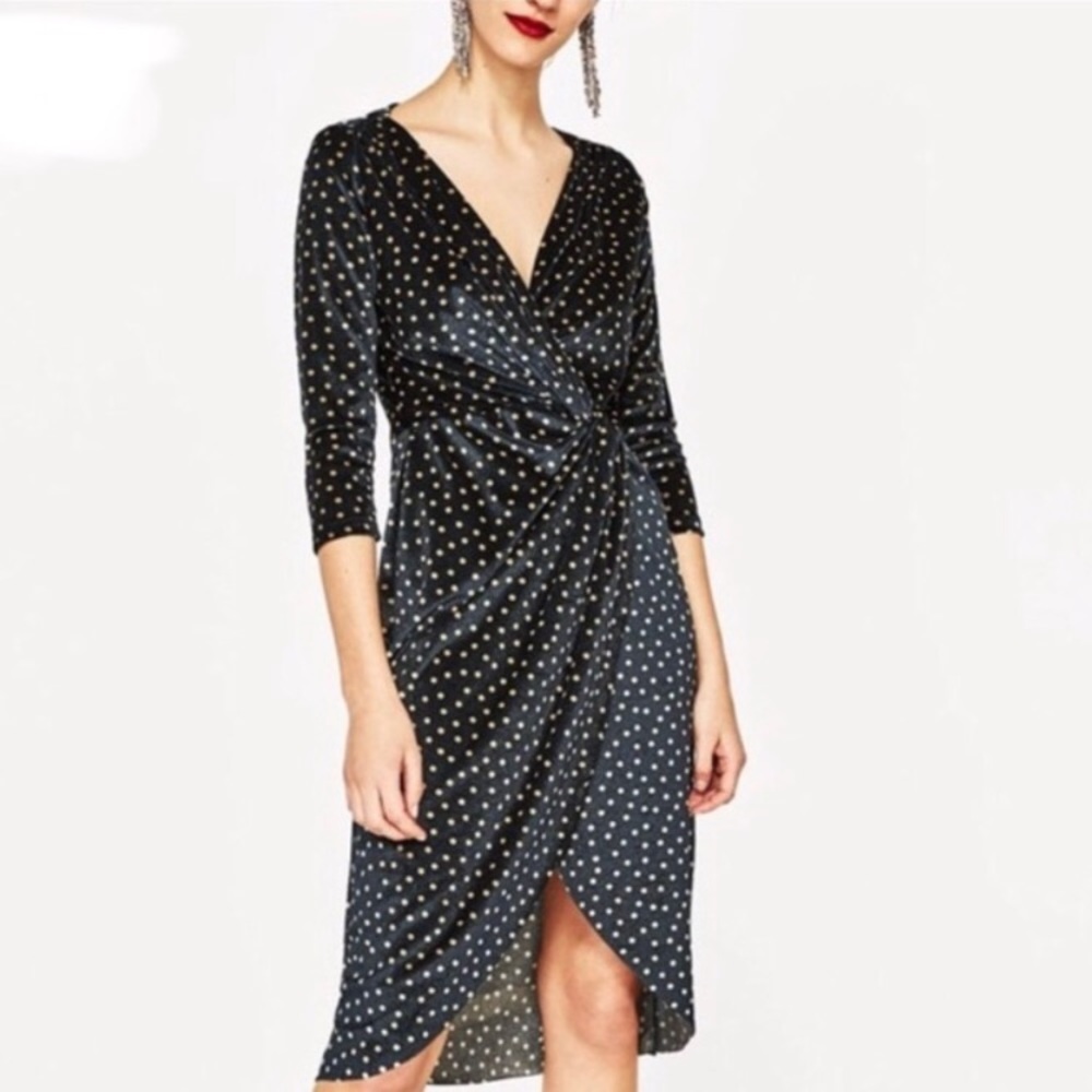 Zara crossover emerald velvet dress